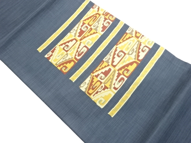 JAPANESE HIRAKI NAGOYA OBI / WOVEN ABSTRACT GEOMETRIC